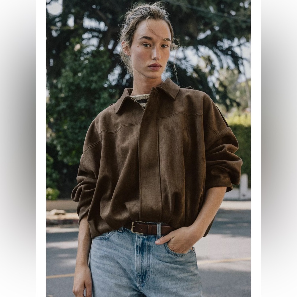 Zara SUEDE EFFECT BOMBER JACKET